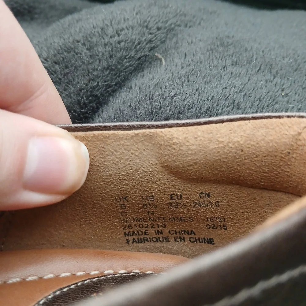 Clarks Artisan Wedge Pumps 8.5 Bronze‎ Metallic Leather Buckle Office Comfort
